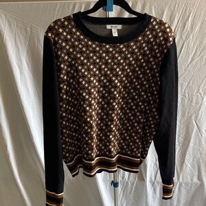 Nine West Black and Brown Geometric Sweater
